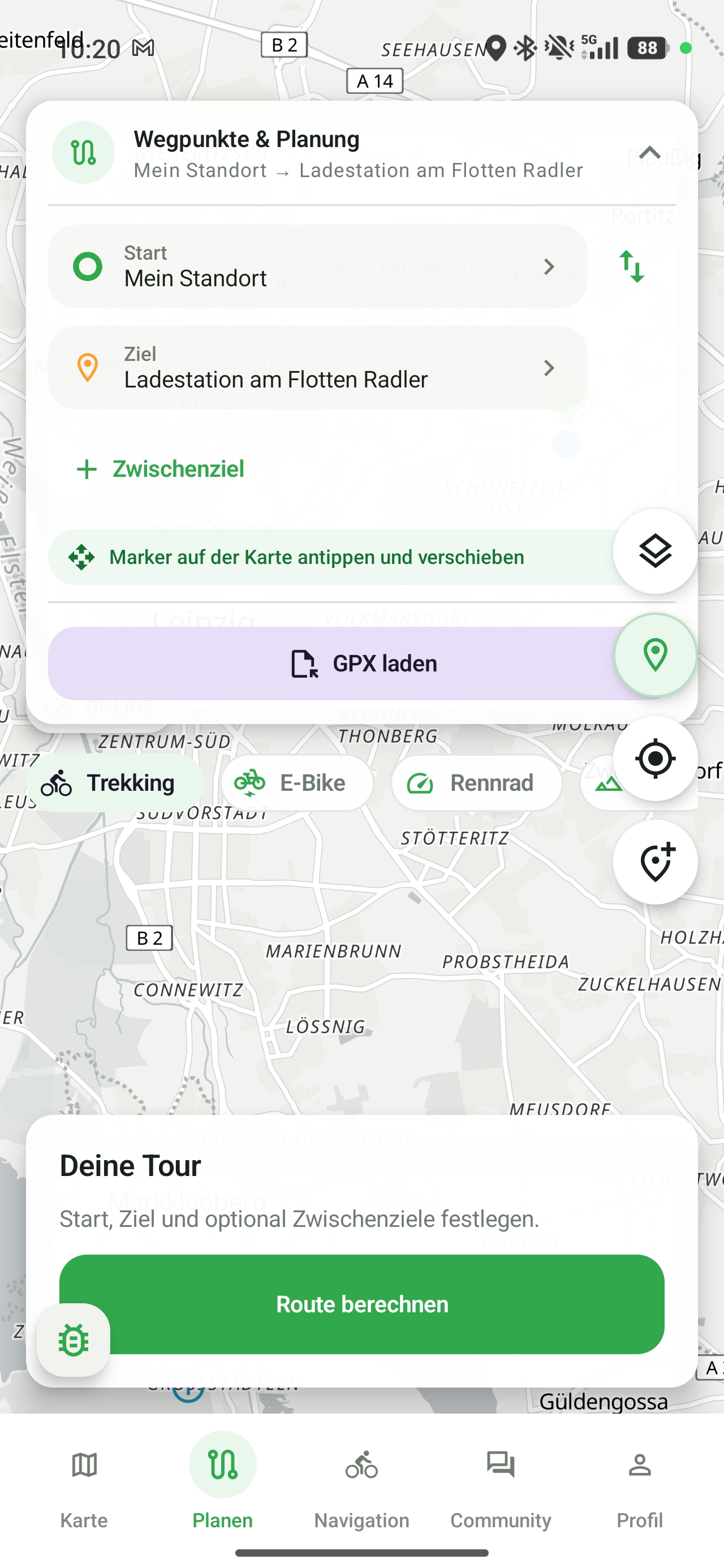 Routenplanung vom Standort zum POI